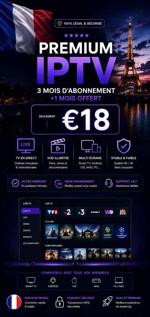 Abonnement IPTV 3 Mois Premium