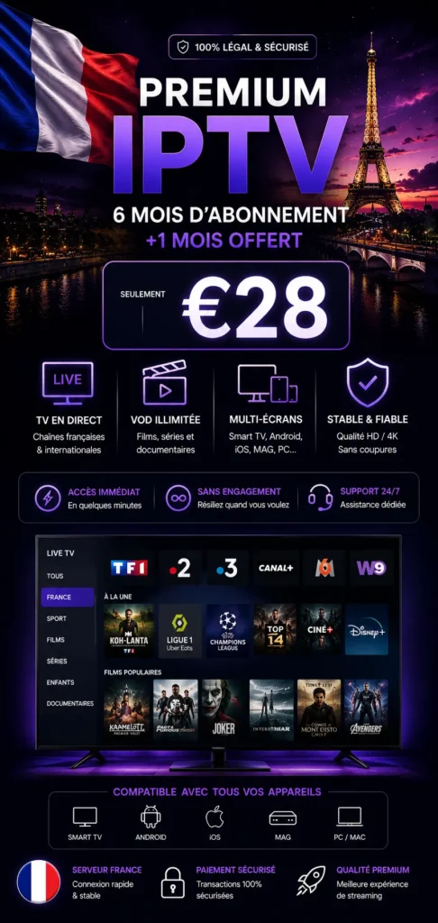Abonnement IPTV 6 Mois Premium